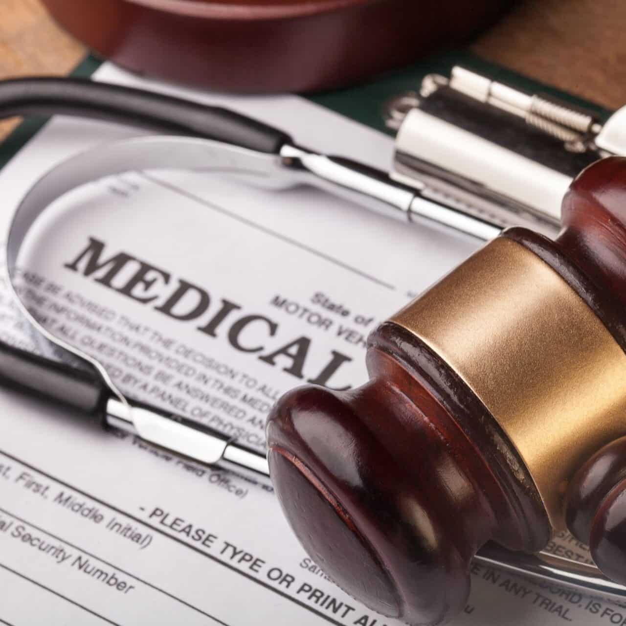 Stethoscope and judgement hammer.